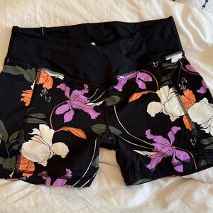 Body Glove Black and Purple Floral Women's Swim Bike Shorts